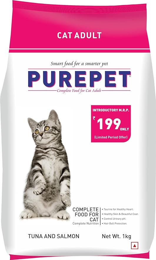Purepet Adult Dry Cat Food Tuna & Salmon Flavour, 1 kg Pack